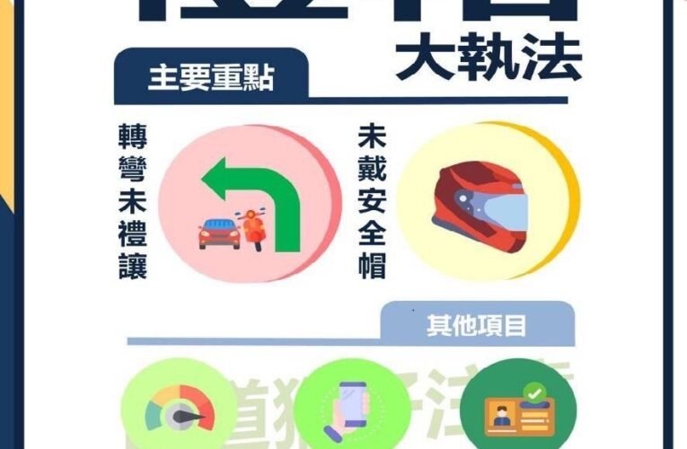 臺南市政府警察局交通警察大隊為事故防制推動「禮、帽大執法」讓行車秩序更有禮貌
