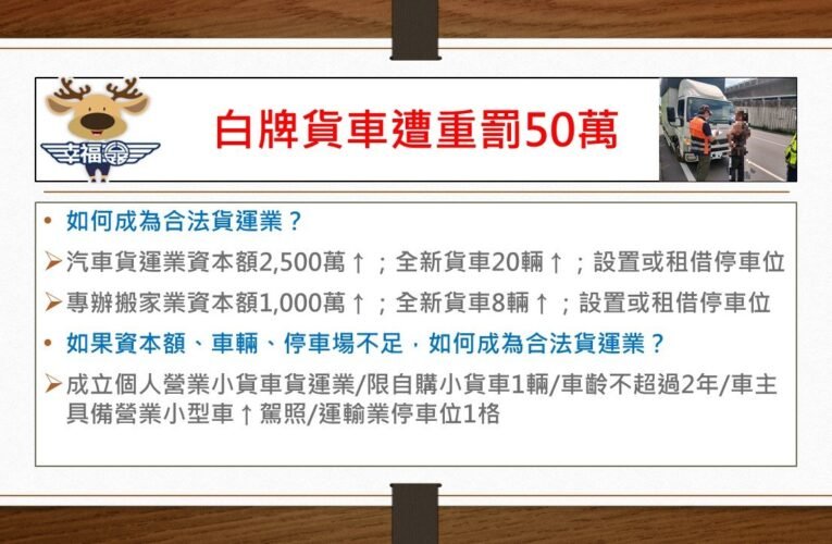 成立合法貨運業~安心運送貨物有保障