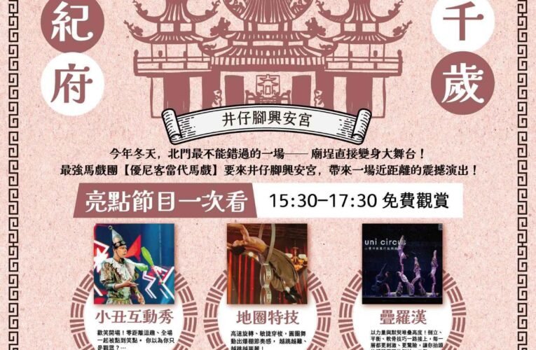 優尼客馬戲團獻技井仔腳興安宮 北門王爺藝饗節1/24震撼開演