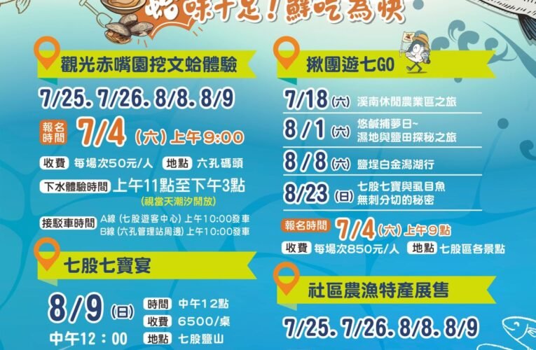 因應颱風確保安全　七股海鮮節首週挖文蛤活動順延